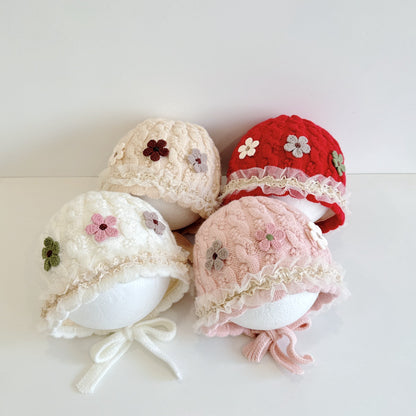 【HAT】三つ花レースベビーボンネットSK101611