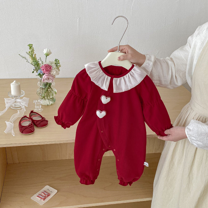 【BABY】ハートチュール襟カバーオールSK103407