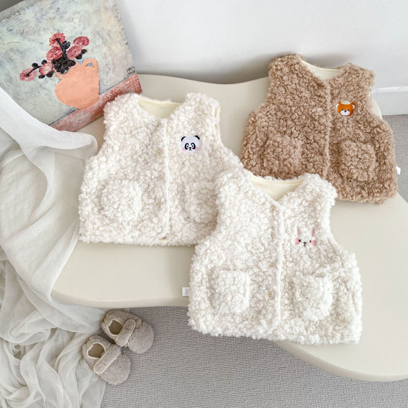 【BABY&KID】冬新作カートゥーン裏起毛ベストSK102732