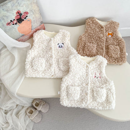 【BABY&KID】冬新作カートゥーン裏起毛ベストSK102732