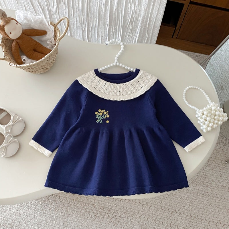【BABY&KID】小花刺繍ニットワンピースSK092701