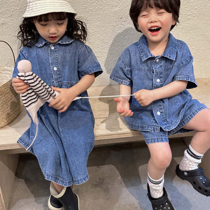 【BABY＆KID】夏新作 オシャレデニムワンピース、セットアップSK063010
