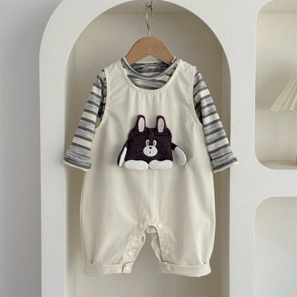 【BABY】カートゥーン柄サロペットカバーオール＆ボーダーロンTSK104303