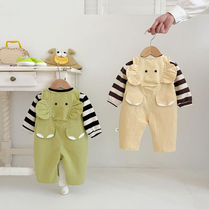 【BABY】ゾウサロペット、ボーダートップスSK100330