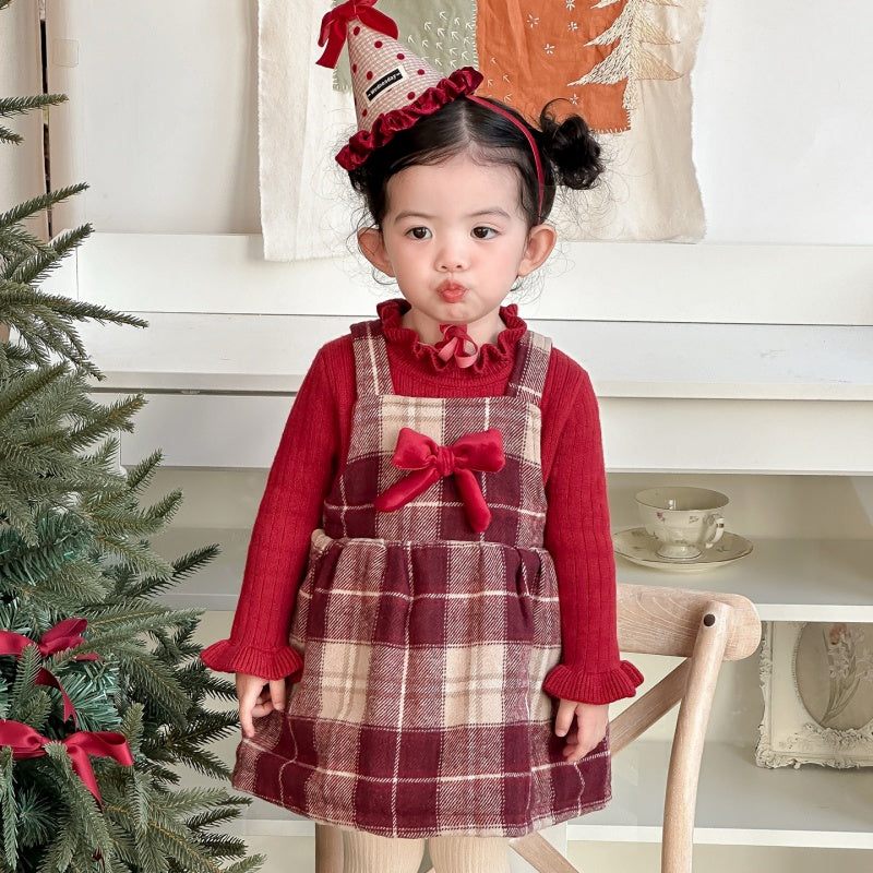 【BABY】冬新作チェックあったか厚手ジャンパースカートSK103117