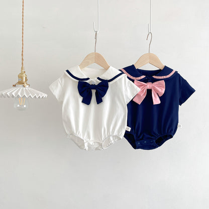 【BABY】夏新作 蝶結び付きポロシャツロンパースSK091321
