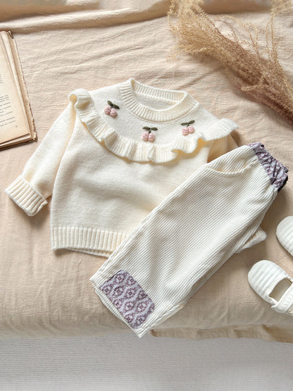 【BABY&KID】冬新作小さな花柄のニットセーターSK11433