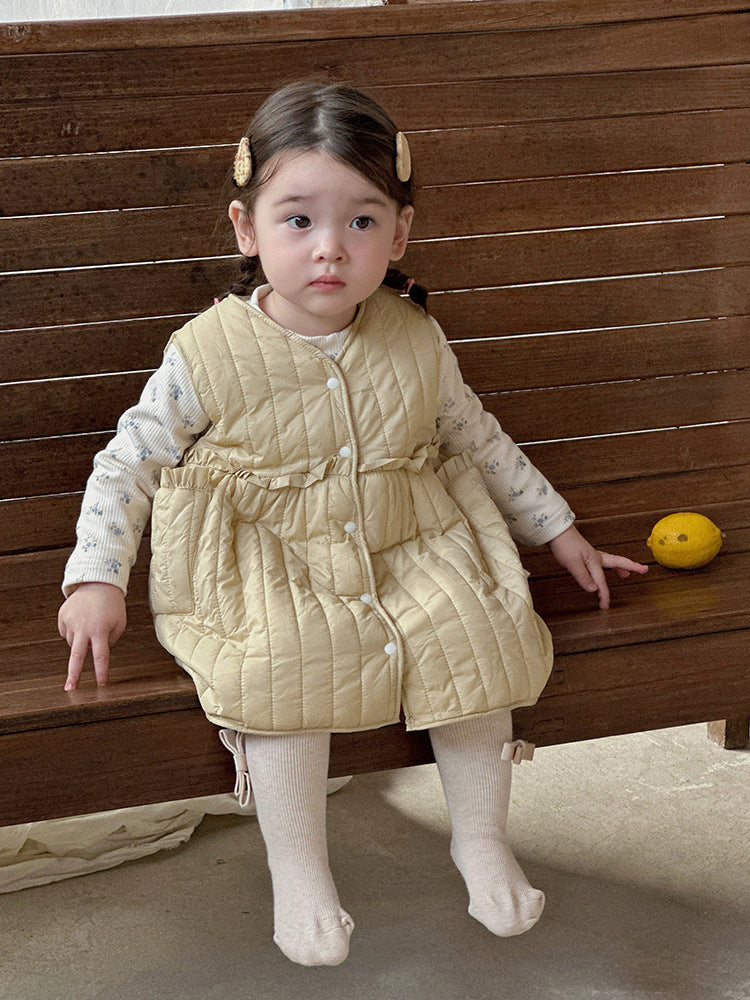 【BABY&KID】冬新作ドレススーツ、スタイリッシュな暖かいキルティングドレスSK11309