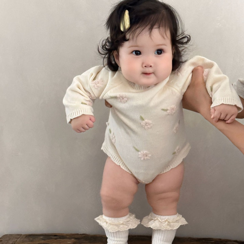 【BABY】ピンク花刺繍ロンパースSK100201