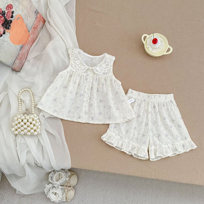 【BABY&KID】夏新作レース襟セットアップSK105412