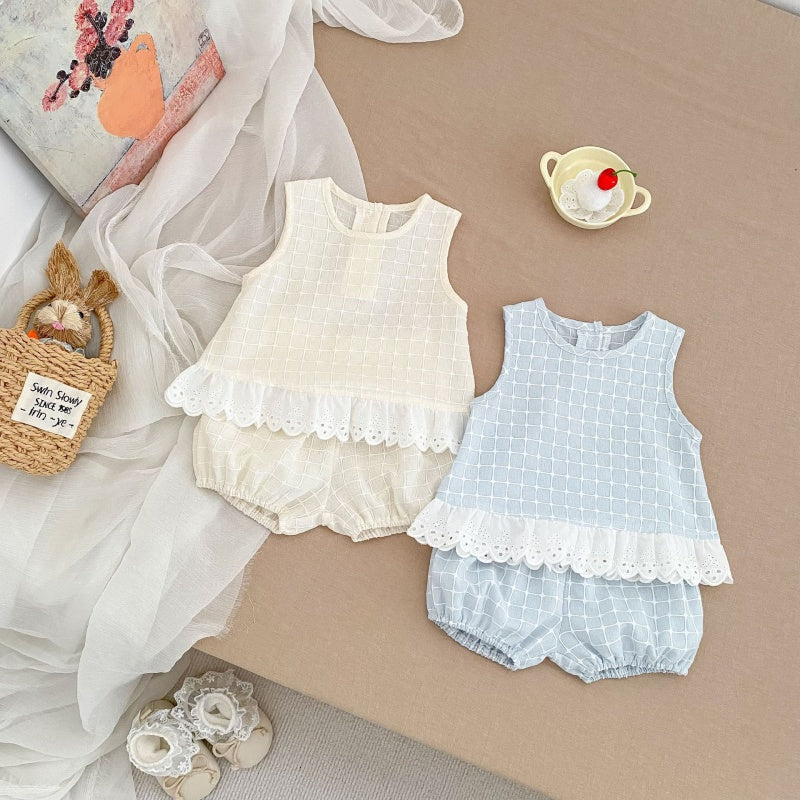 【BABY&KID】夏新作レースチェックセットアップSK106403