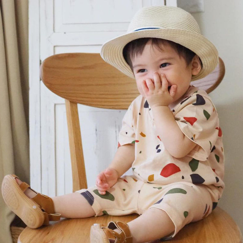 【BABY&KID】夏新作 北欧風クルーネックスポーツセットアップSK092015