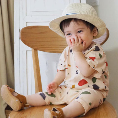 【BABY&KID】夏新作 北欧風クルーネックスポーツセットアップSK092015
