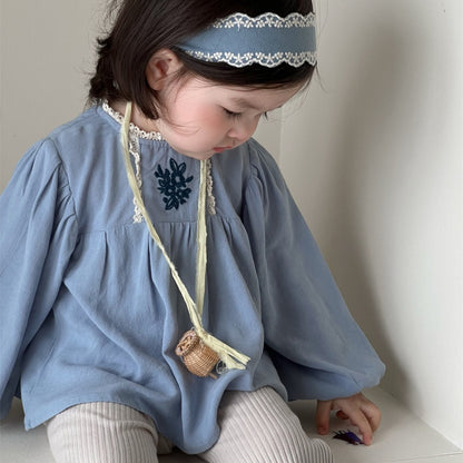 【BABY】刺繍ブラウス、リブベルボトムパンツSK100836