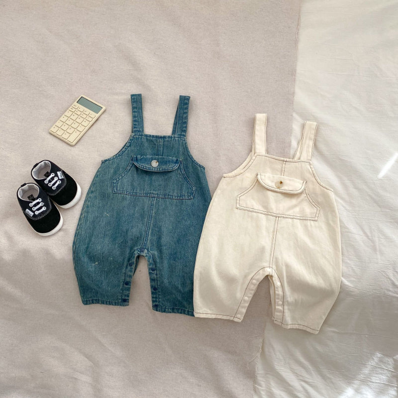 【BABY】無地デニムサロペット、ボーダーTシャツSK100632