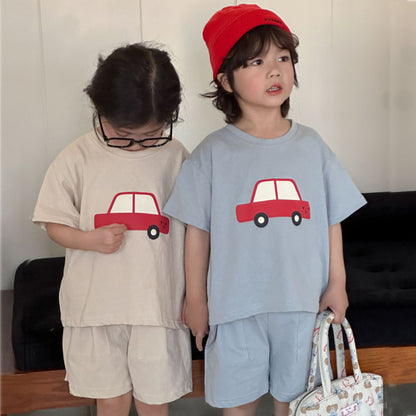 【BABY＆KID】夏新作 カートゥーンカーセットアップSK063008