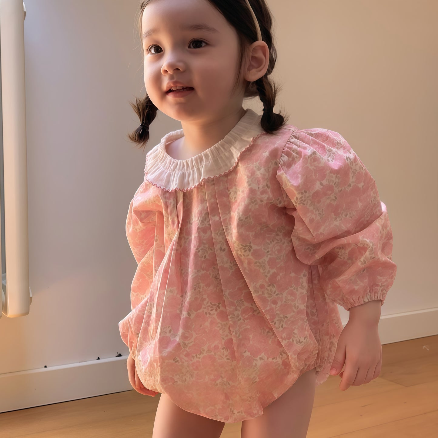 【BABY-予約限定】おしゃれラウンドカラー小花柄ロンパースSK101214