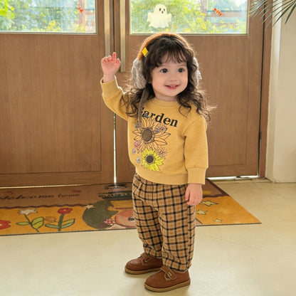 【BABY&KID】ひまわりプリントスウェット、ウール調ストレートパンツSK104015