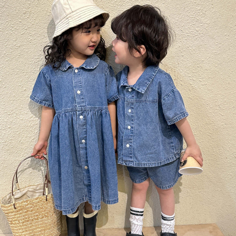 【BABY＆KID】夏新作 オシャレデニムワンピース、セットアップSK063010