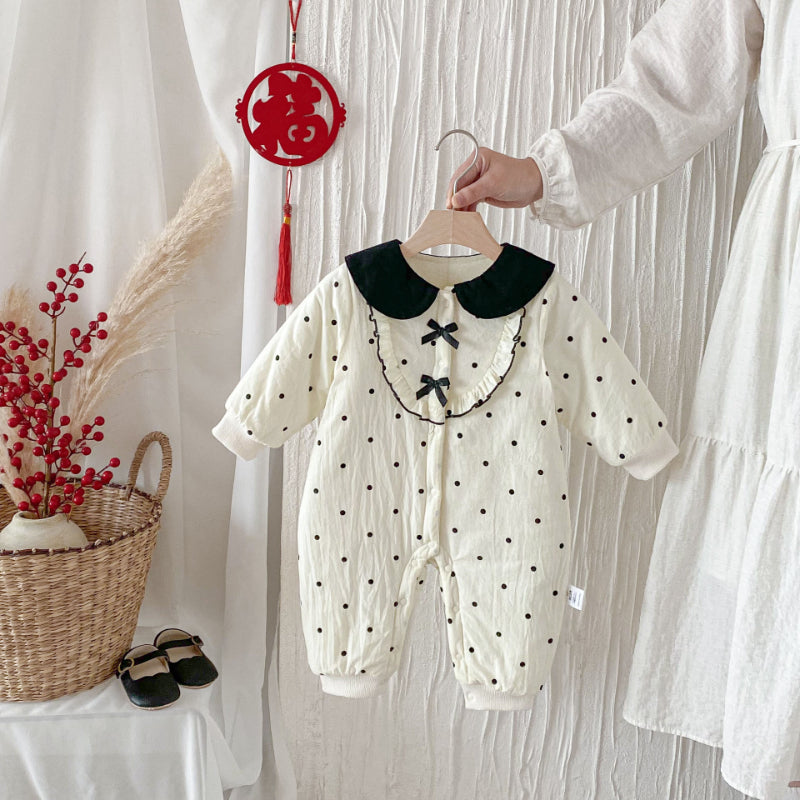 【BABY】冬新作ドット裏起毛カバーオールSK102712