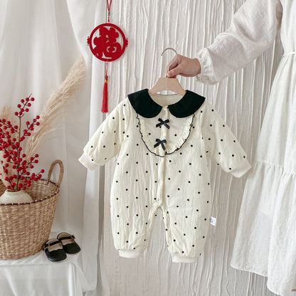 【BABY】冬新作ドット裏起毛カバーオールSK102712