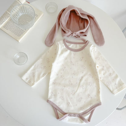 【BABY】うさぎ長袖ロンパース＆帽子SK010320