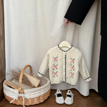 【BABY&KID】花刺繍ニットカーディガンSK101821