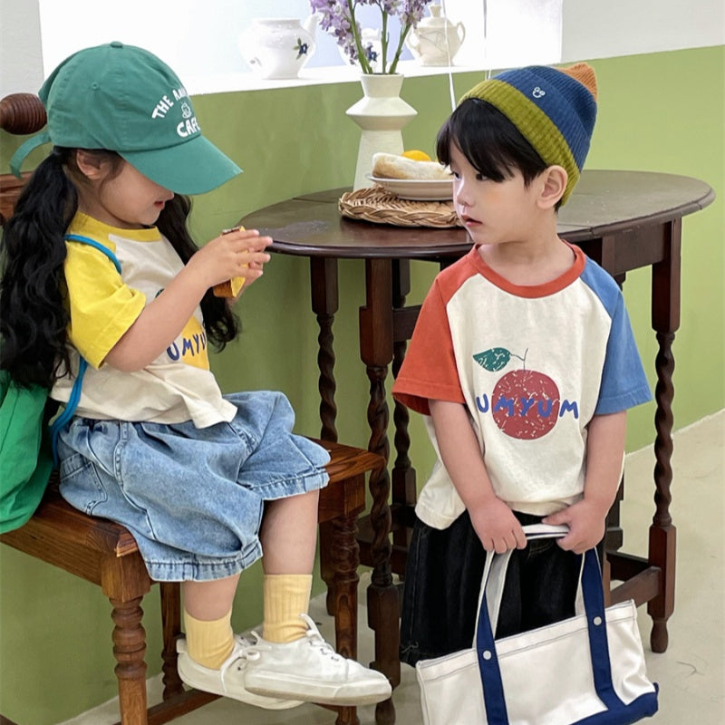 【BABY&KID】夏新作 フルーツプリント半袖TシャツSK080502