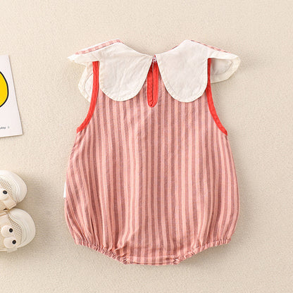【BABY】夏新作 花びら襟ポケット付きロンパースSK082207
