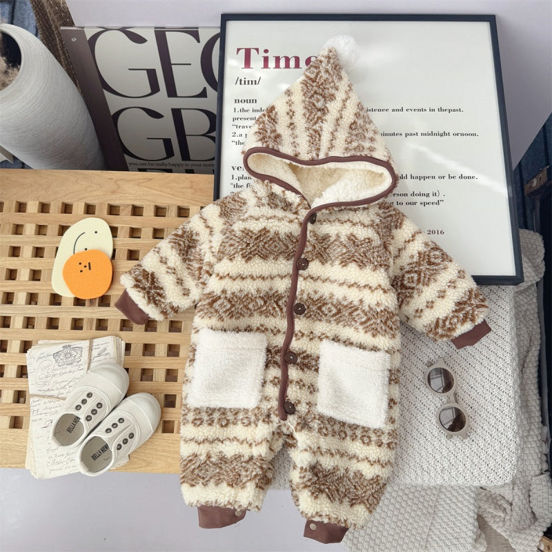 【BABY】冬新作レトロフード付きあったかカバーオールSK103207