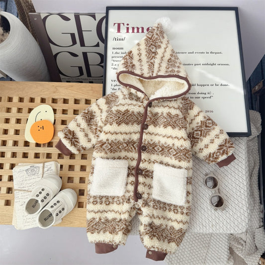 【BABY】冬新作レトロフード付きあったかカバーオールSK103207