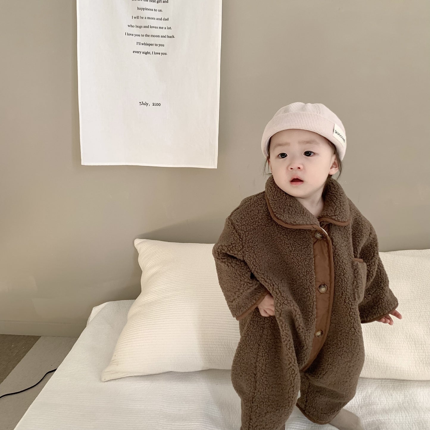【BABY】韓国風 暖かい防寒ロンパースSK021603