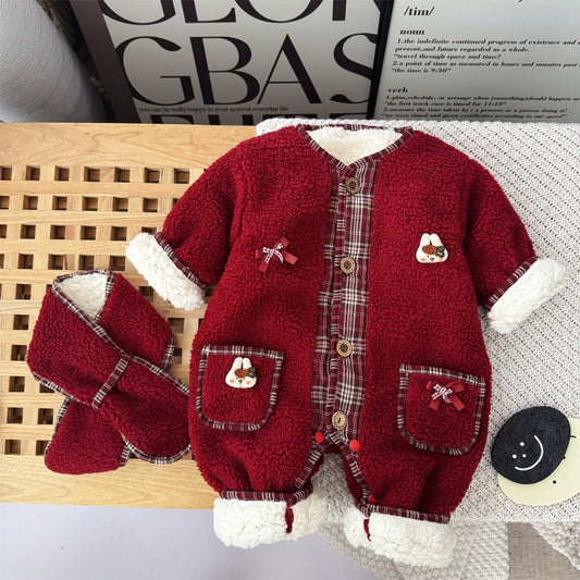 【BABY】冬新作うさぎ蝶結びあったかカバーオール&マフラーSK103222