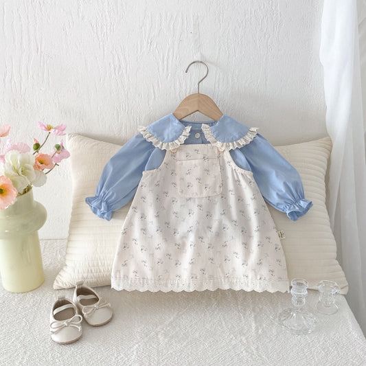 【BABY&KID】花柄サロペットスカート＆ガールシャツSK092434