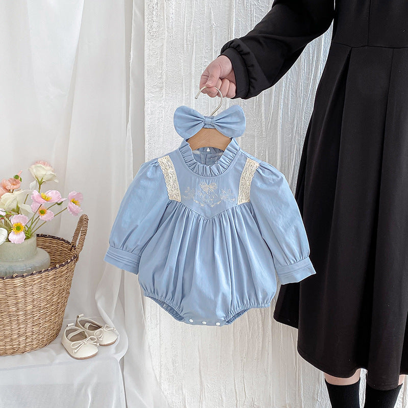 【姉妹服】フリル襟刺繍ロンパース、ワンピースSK101131