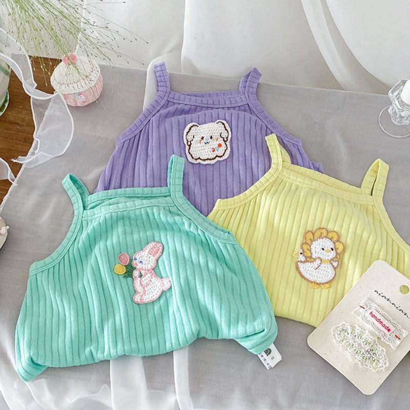 【BABY】夏新作カートゥーン刺繍ニットキャミロンパースSK106212