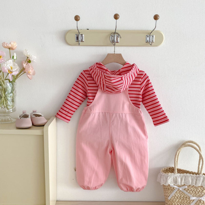 【BABY&KID】ボーダーフーディ、りんごサロペットSK100840