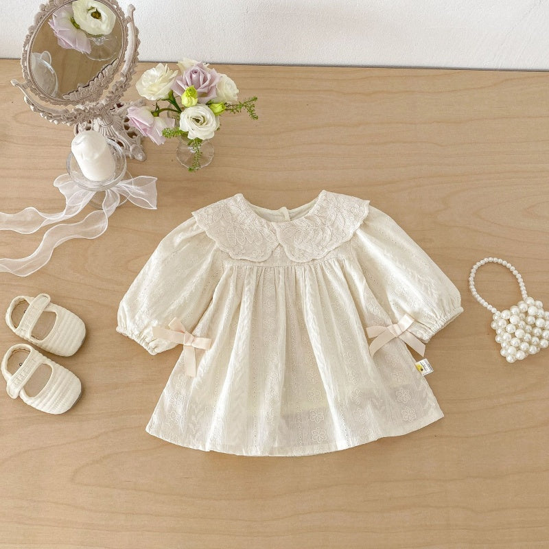 【BABY&KID】襟付きジャカード長袖ワンピースSK104320