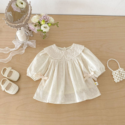 【BABY&KID】襟付きジャカード長袖ワンピースSK104320