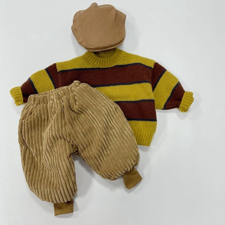 【BABY&KID】冬新作バイカラー丸襟ニットセーターSK022901