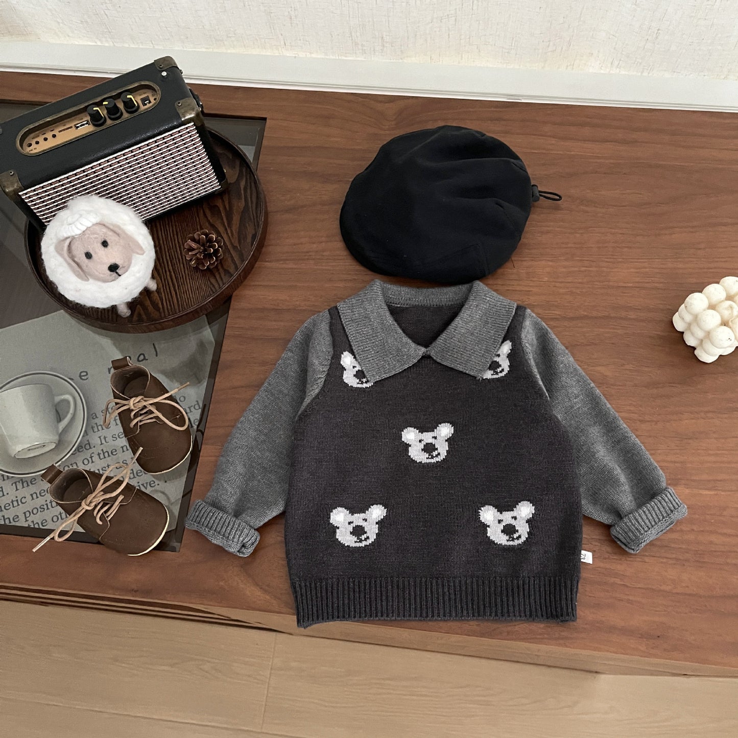 【BABY&KID】コアラ柄ニットセーター、無地ニットパンツSK101836