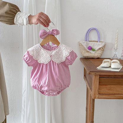 【姉妹服】夏新作 レース刺繍襟ロンパース、ワンピースSK081627