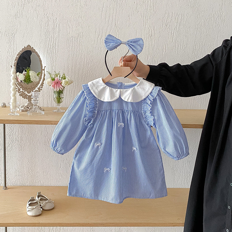 【姉妹服】ブルーストライプロンパース、ワンピースSK101113