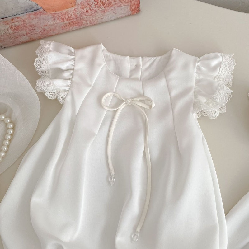 【BABY&KID】夏新作 フリルスリーブ蝶結びロンパース、ワンピースSK104922