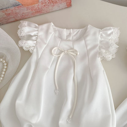 【BABY&KID】夏新作 フリルスリーブ蝶結びロンパース、ワンピースSK104922