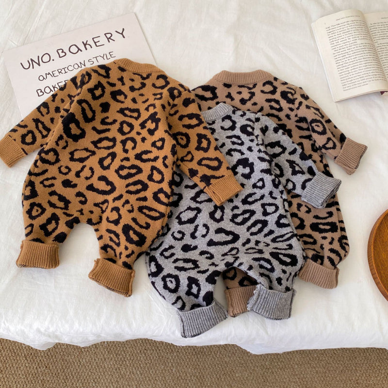【BABY】冬新作レオパード柄ニットカバーオールSK102713