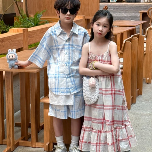 【BABY&KID】夏新作 チェック柄セットアップ、ワンピースSK080519