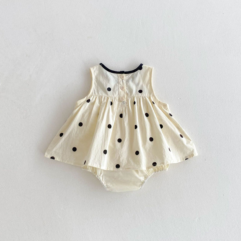 【BABY】夏新作 クルーネックドットロンパーススカートSK091106