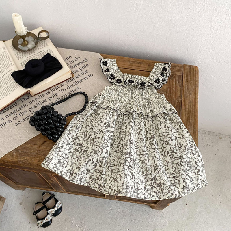 【BABY&KID】夏新作 フローラル刺繍ノースリーブワンピースSK090322