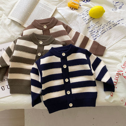【BABY】クルーネックボーダー長袖ニットセットアップSK092905